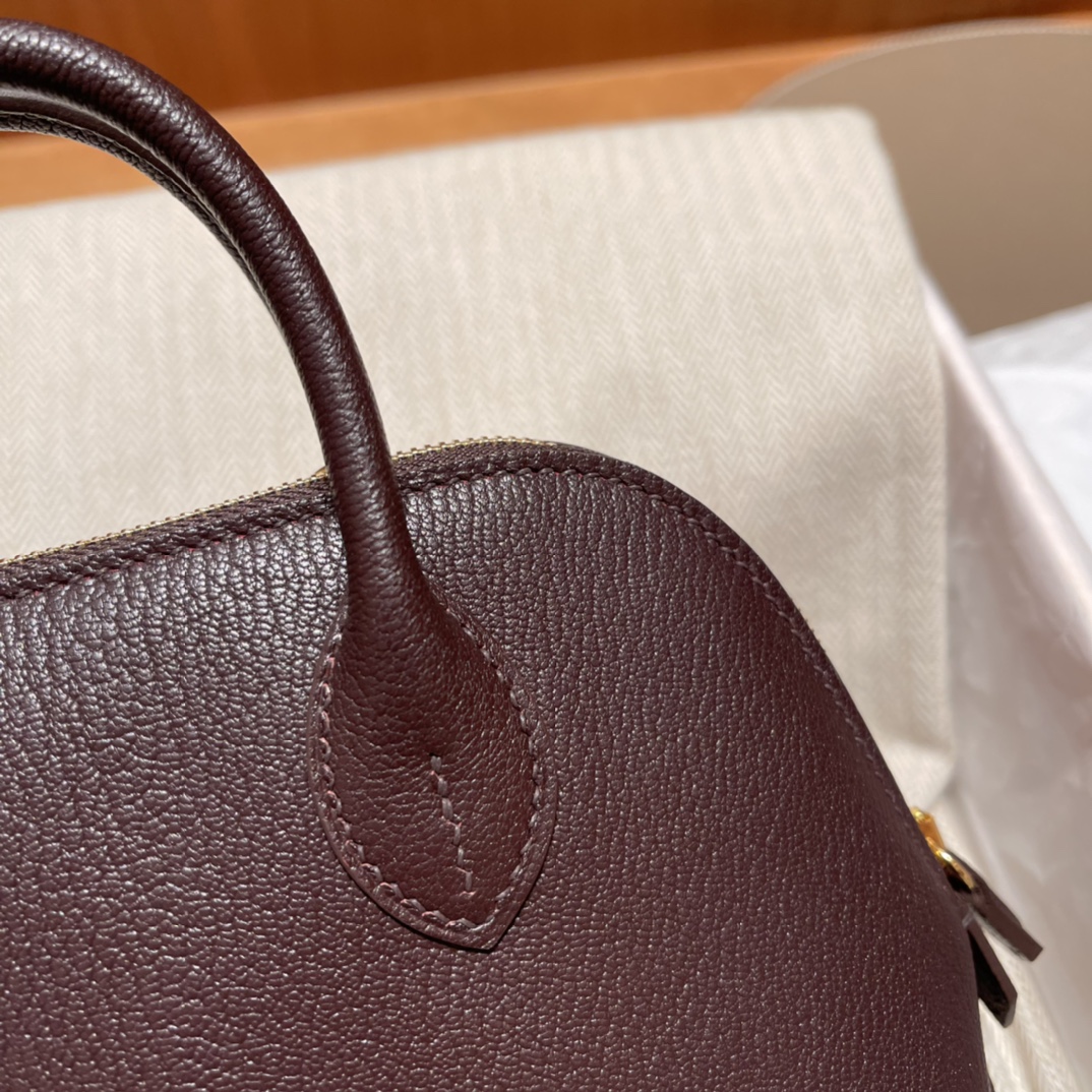 에르메스 미니 볼리드18 루즈 셀리에 에버골드 금장 염소가죽